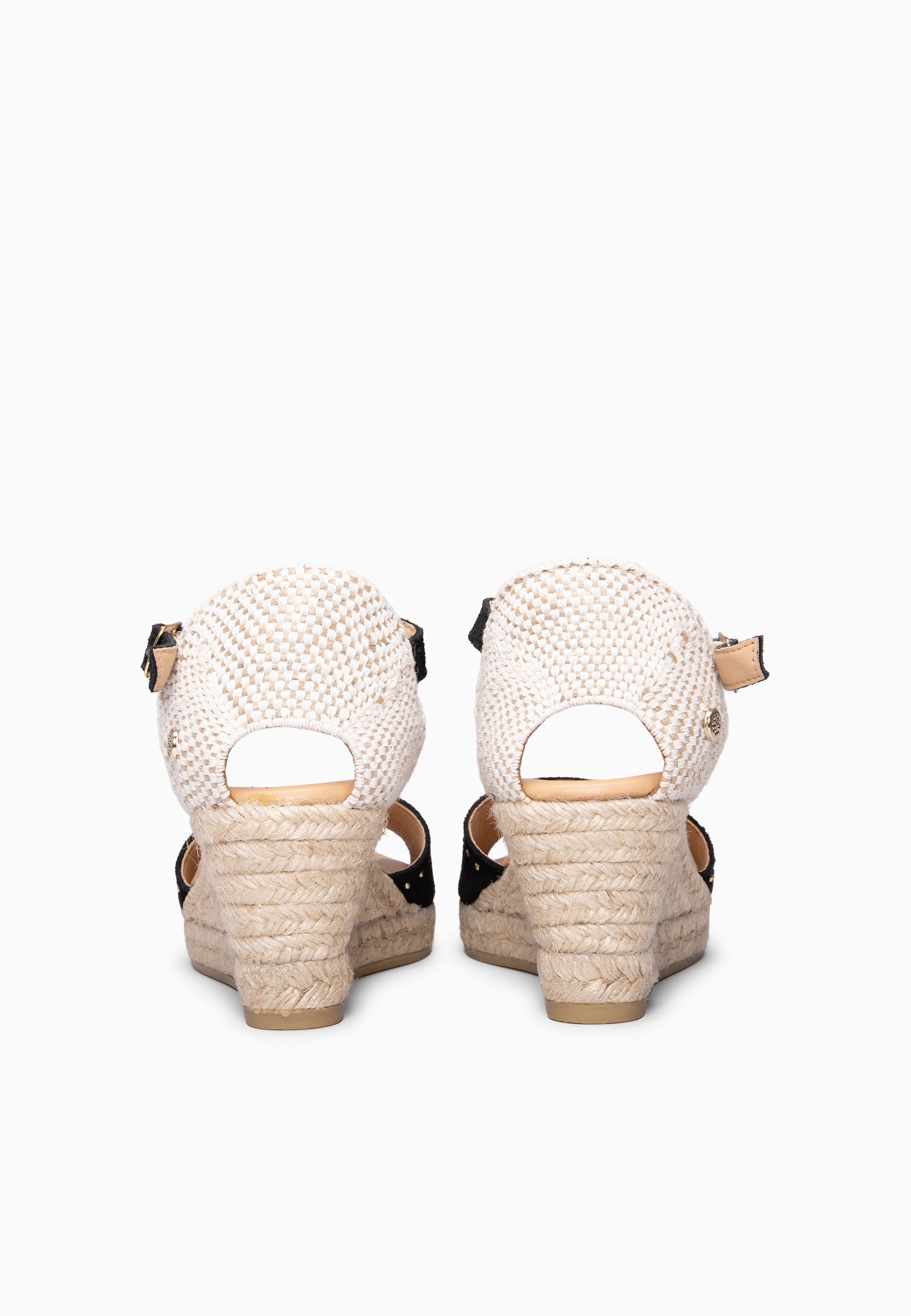 SAONA - Cuñas de esparto peep toe NEGRO