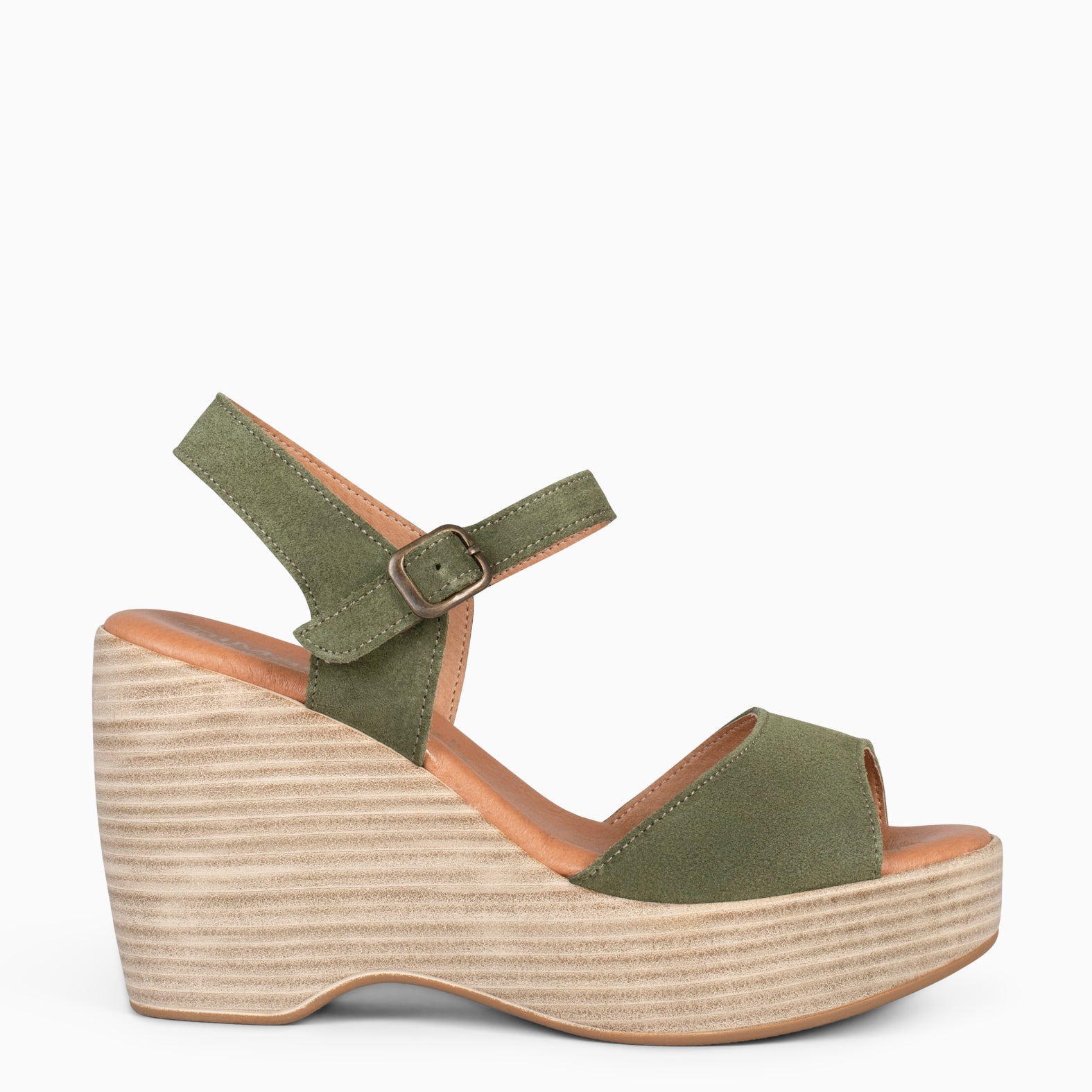 SIDNEY – KHAKI wedge sandals