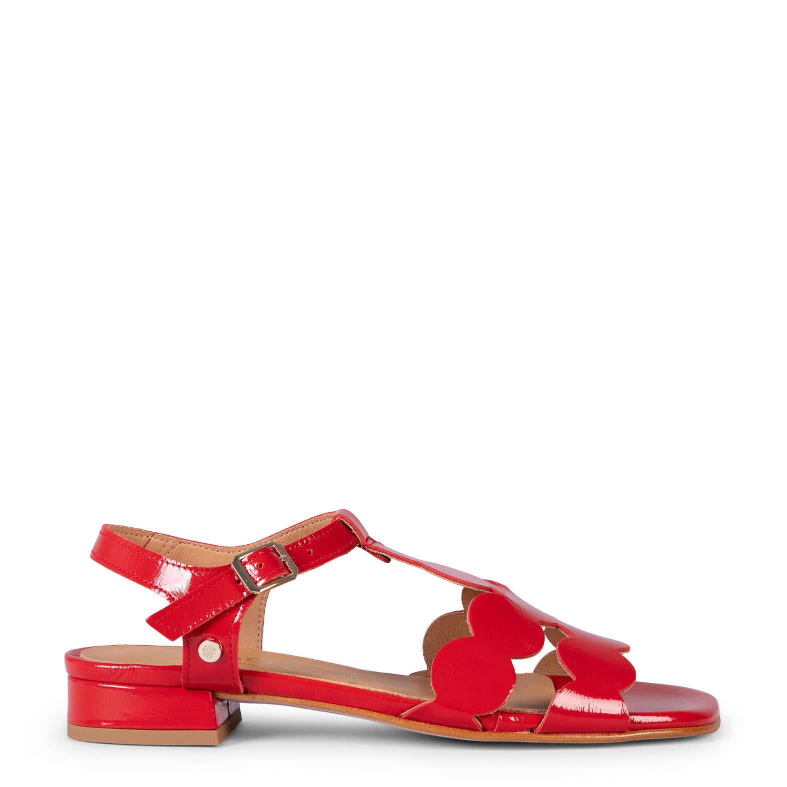 IVANA – Sandales à petit talon en cuir vernis ROUGE