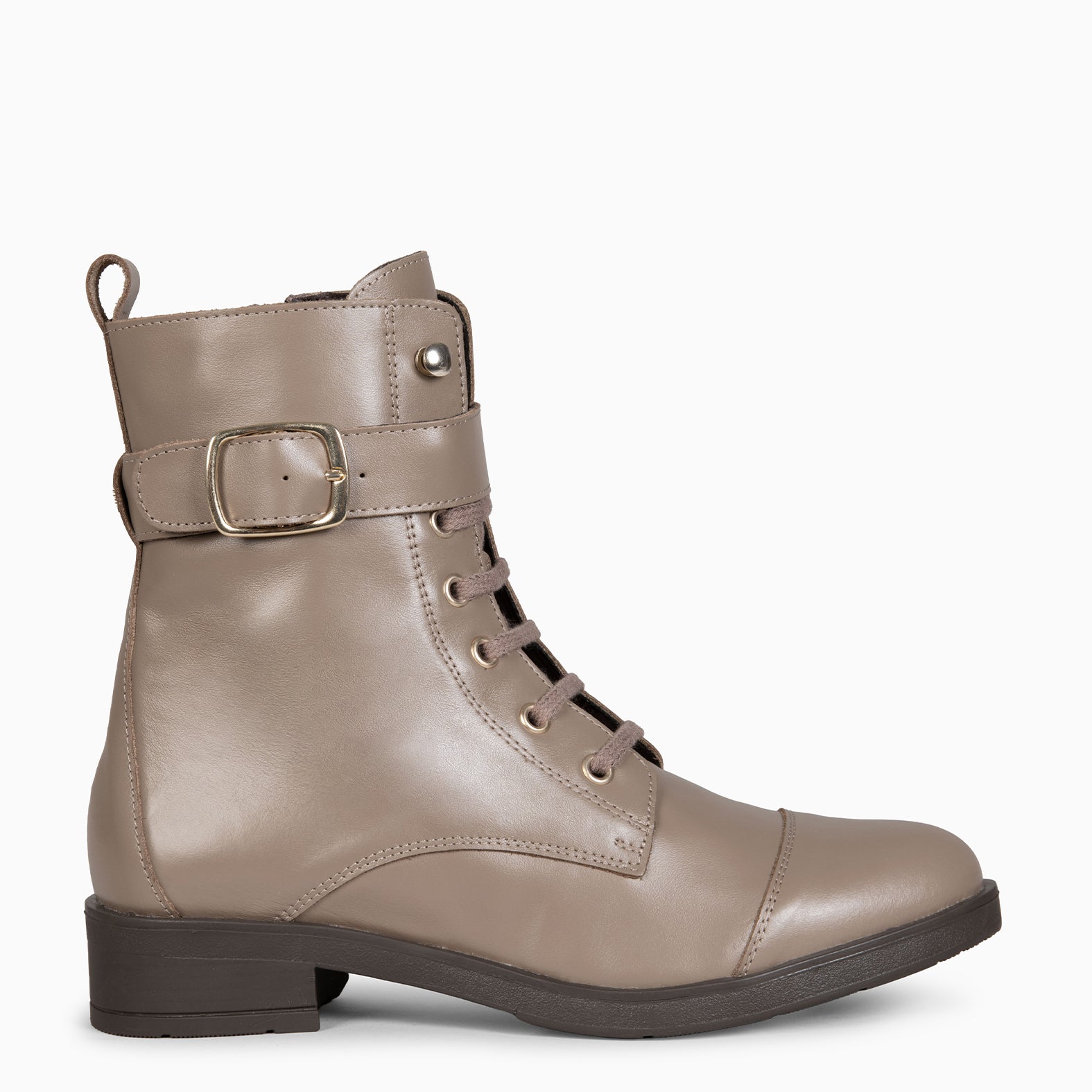 BELFAST – Botines con cordones de piel TAUPE NAPA
