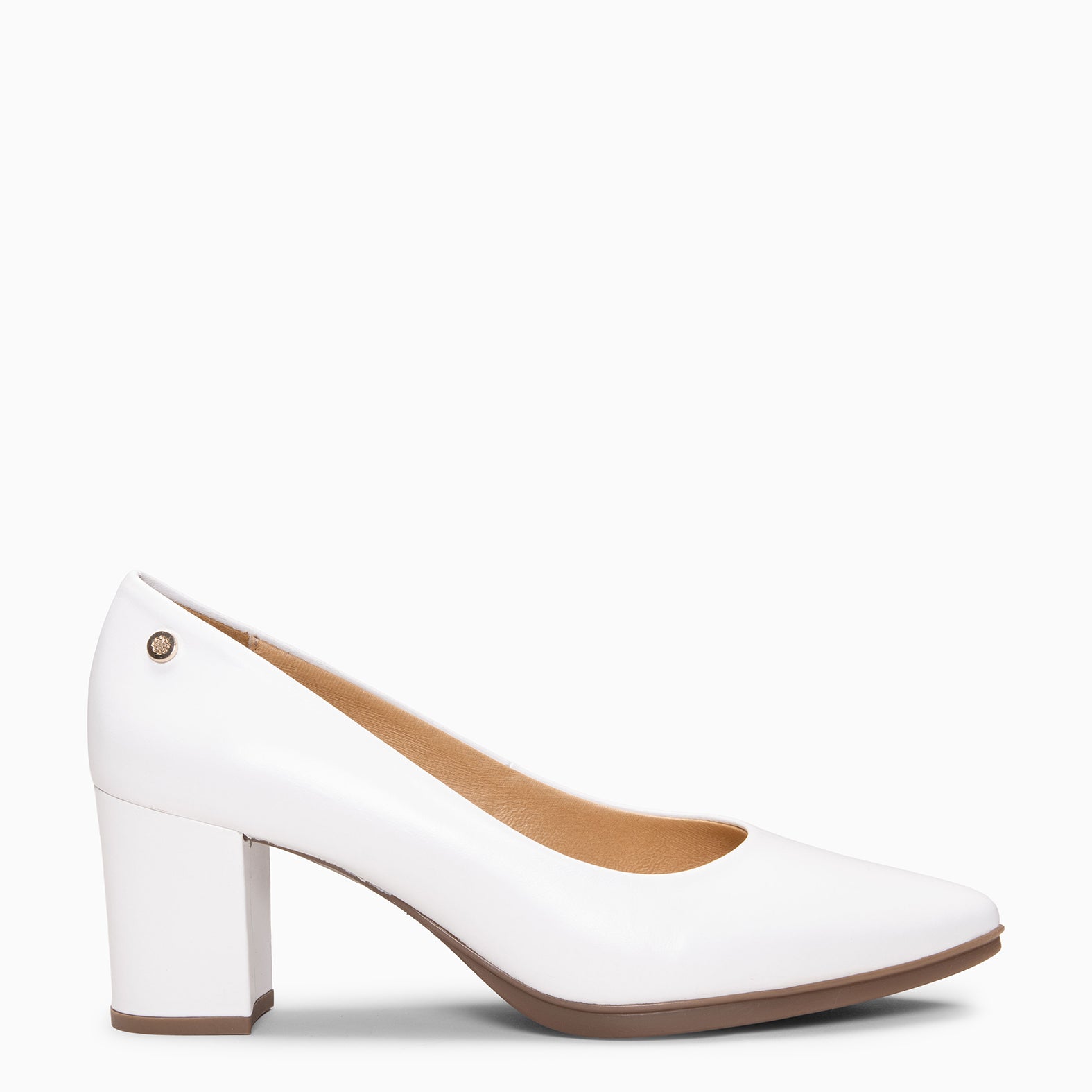 URBAN S SALON - WHITE NAPPA LEATHER MID HEEL