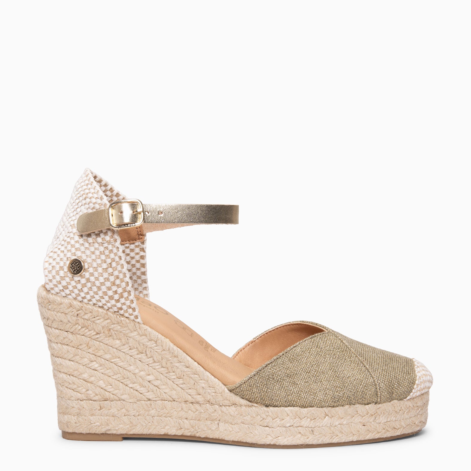 CONIL – TAUPE Metallic linen espadrille