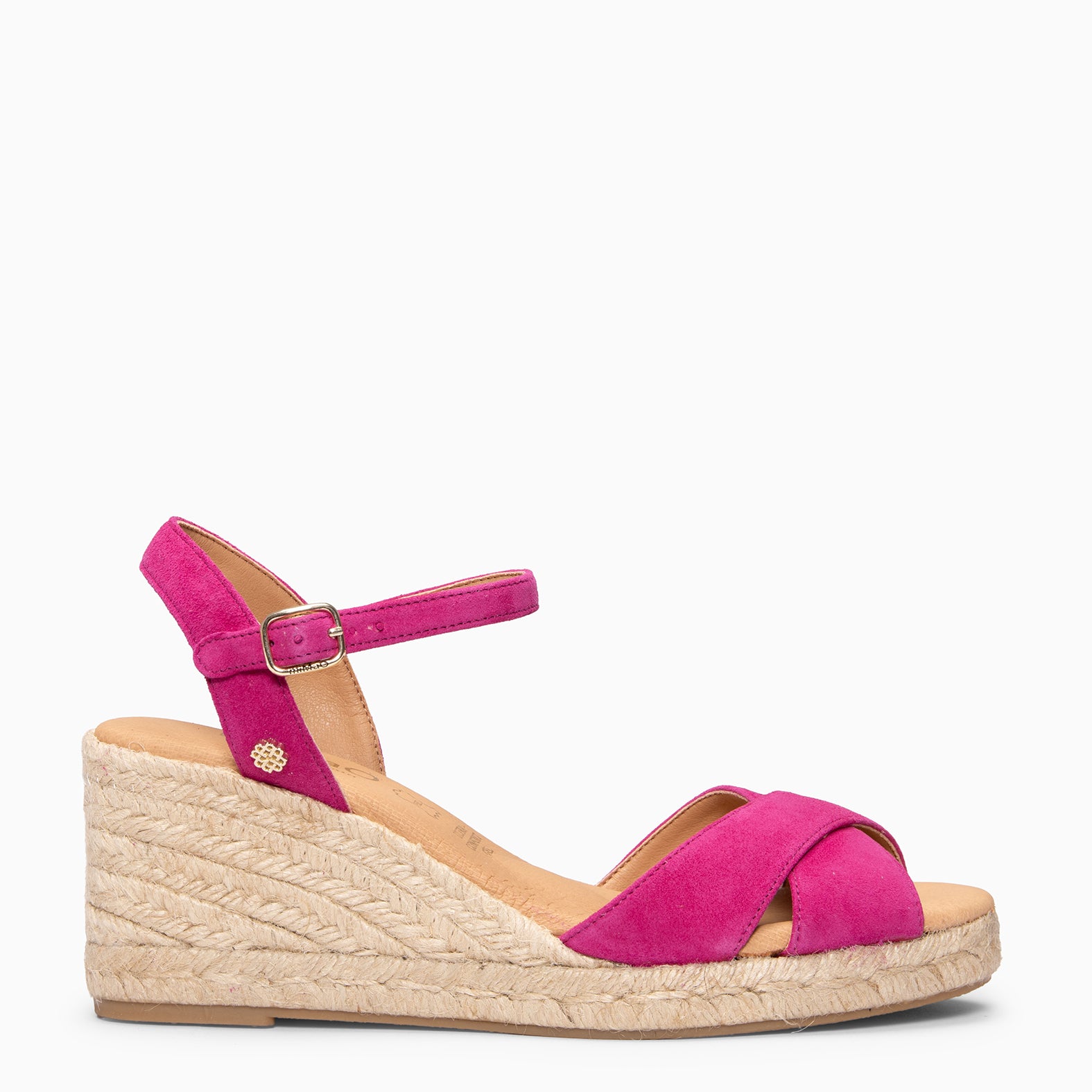 CALPE - Espadrilles à talon en daim FUCHSIA