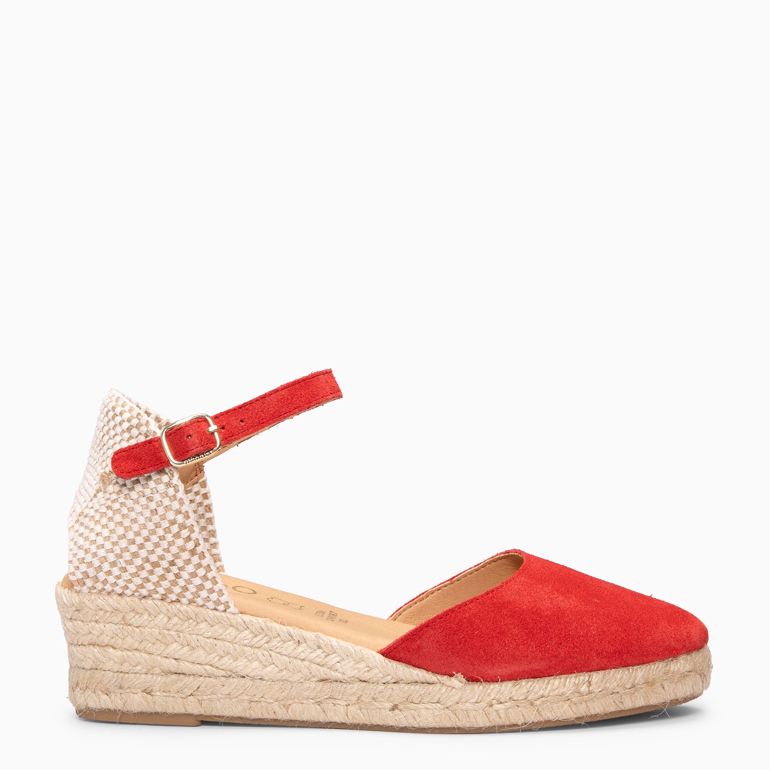 FORNELLS – Sandálias de cunha baixas de Esparto VERMELHO