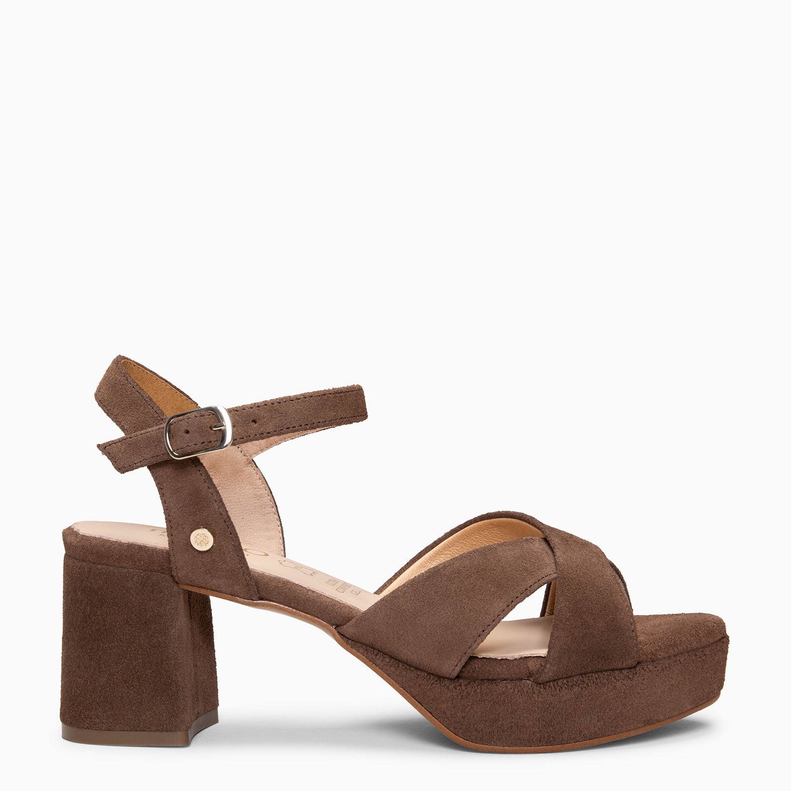 CERDEÑA - Sandalias de tacón ancho y plataforma MARRON - miMaO ®