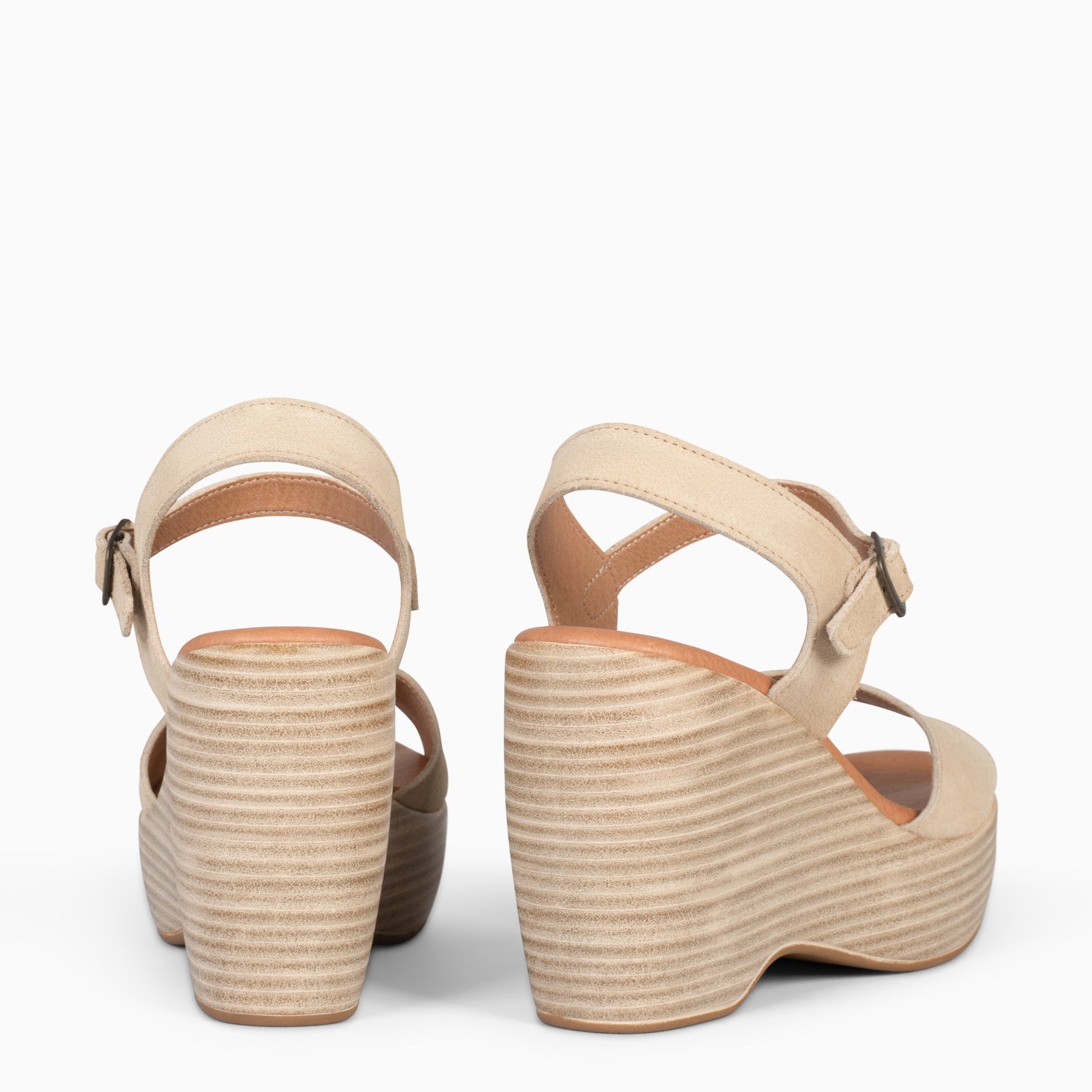 SIDNEY – Sandalias con cuña de madera BEIGE