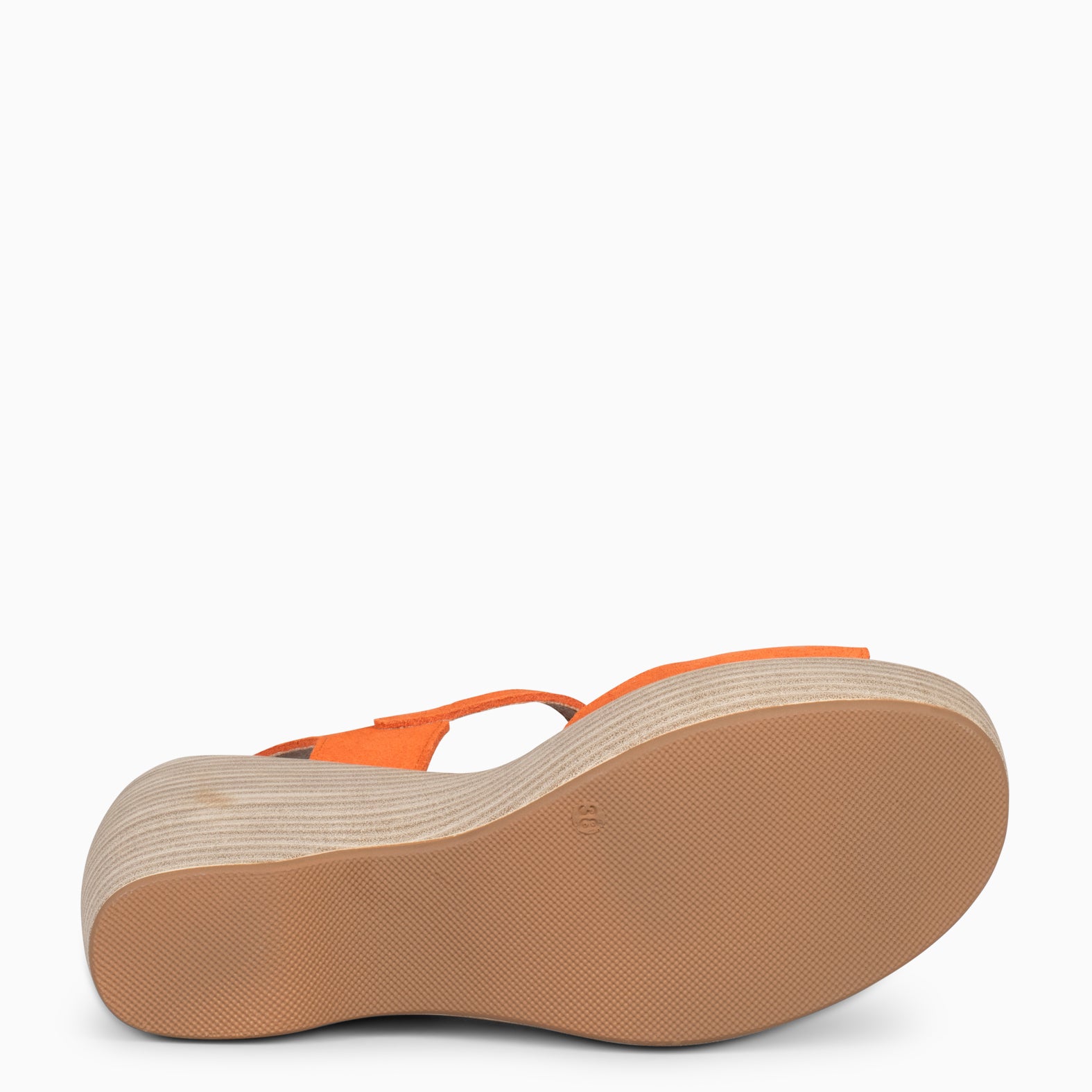 SIDNEY – Sandalias con cuña de madera NARANJA