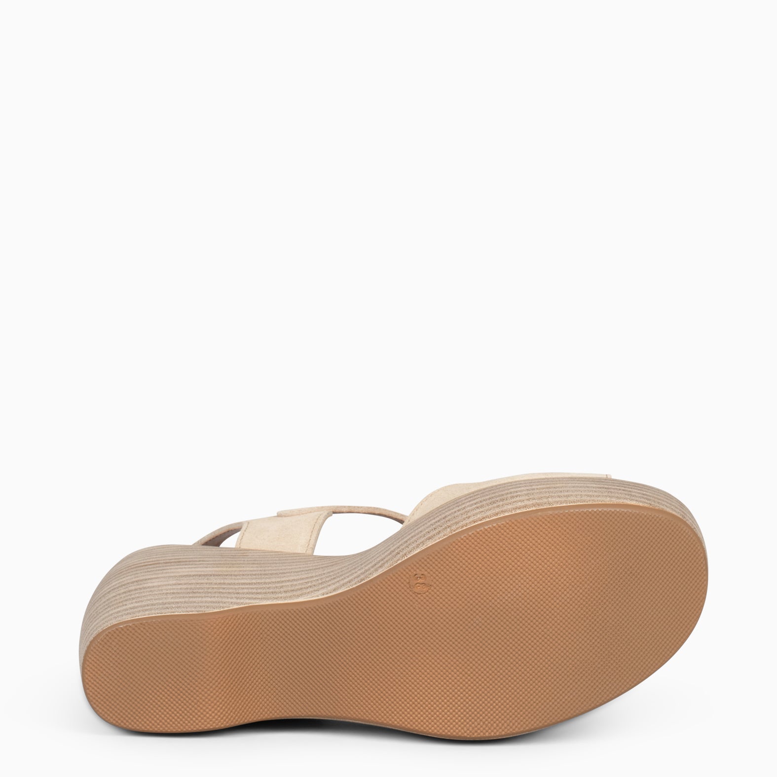 SIDNEY – Sandalias con cuña de madera BEIGE