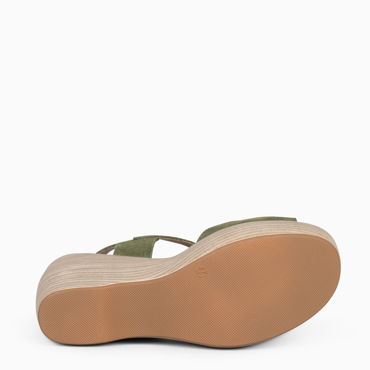 SIDNEY – Sandalias con cuña de madera VERDE