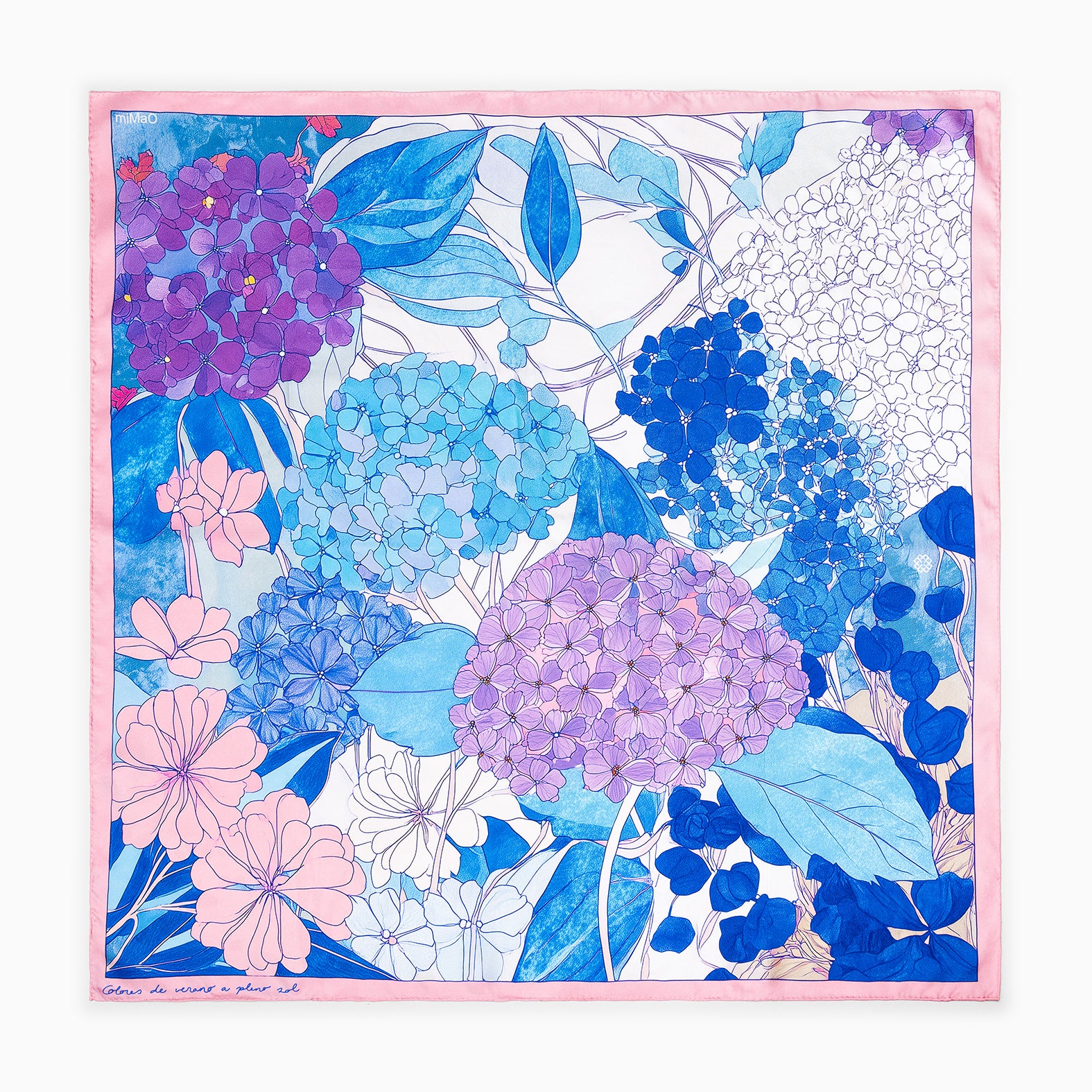 HORTENSE - Lenço 100% seda natural