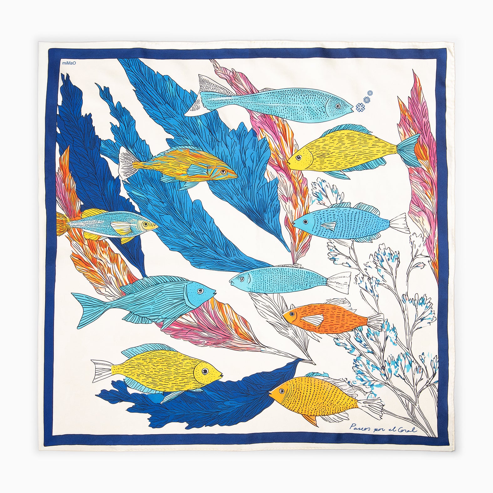 AQUÁRIO - Lenço 100% seda natural