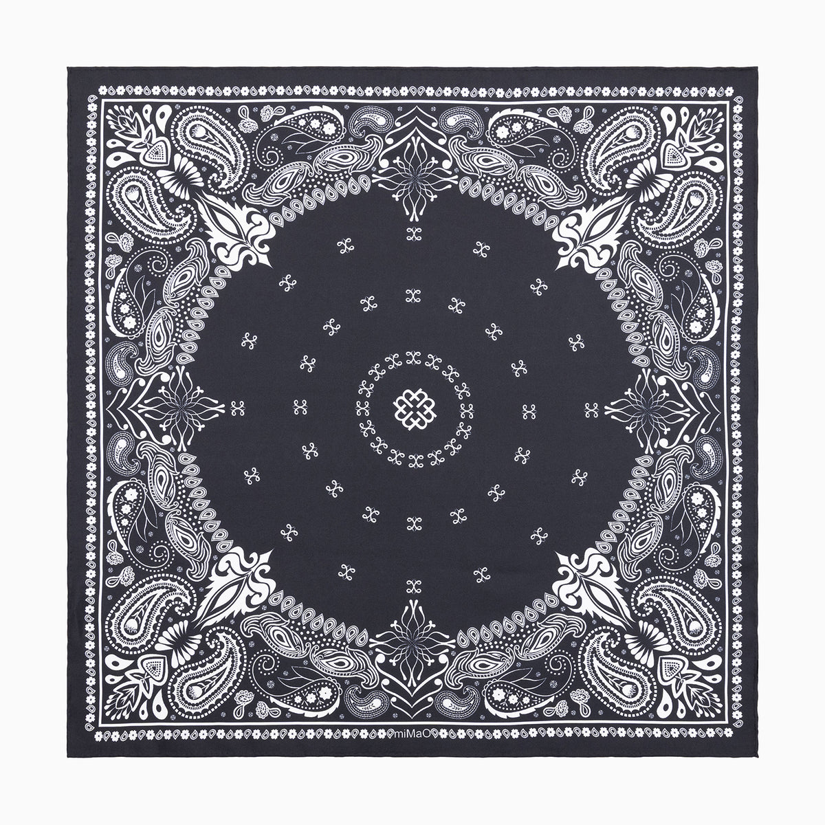 MANTRA SCARF - 100% silk scarf with a black print