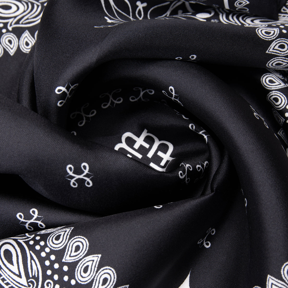 PAÑUELO MANTRA - Pañuelo 100% seda con estampado en tonos negros
