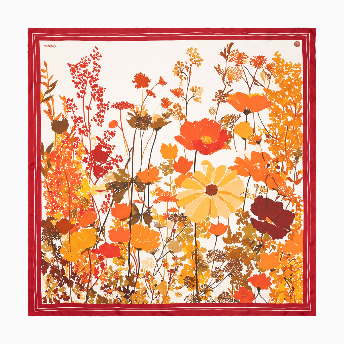 PAÑUELO FLORES - Pañuelo 100% seda con estampado floral