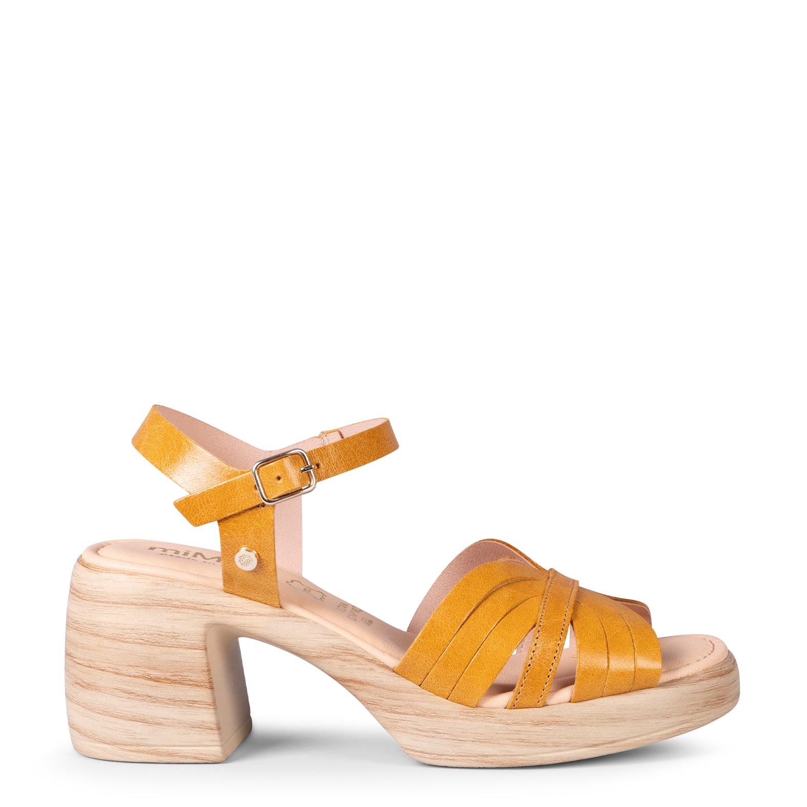 LANCY - YELLOW CASUAL SANDALS WITH BLOCK HEEL