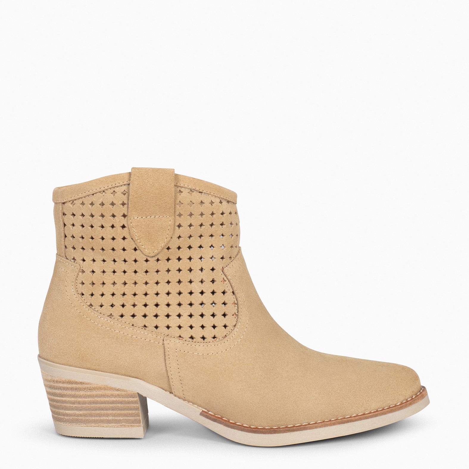 HOUSTON Bottines cowboy talon BEIGE miMaO