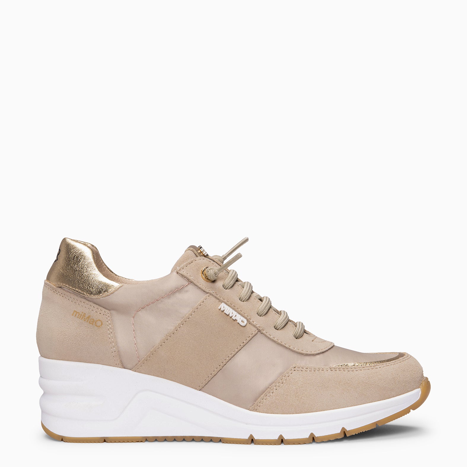 CAEN - Baskets à talon compensé en multi-matières SABLE