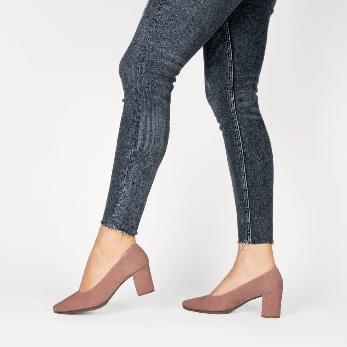 URBAN S - PINK mid-heeled suede shoes