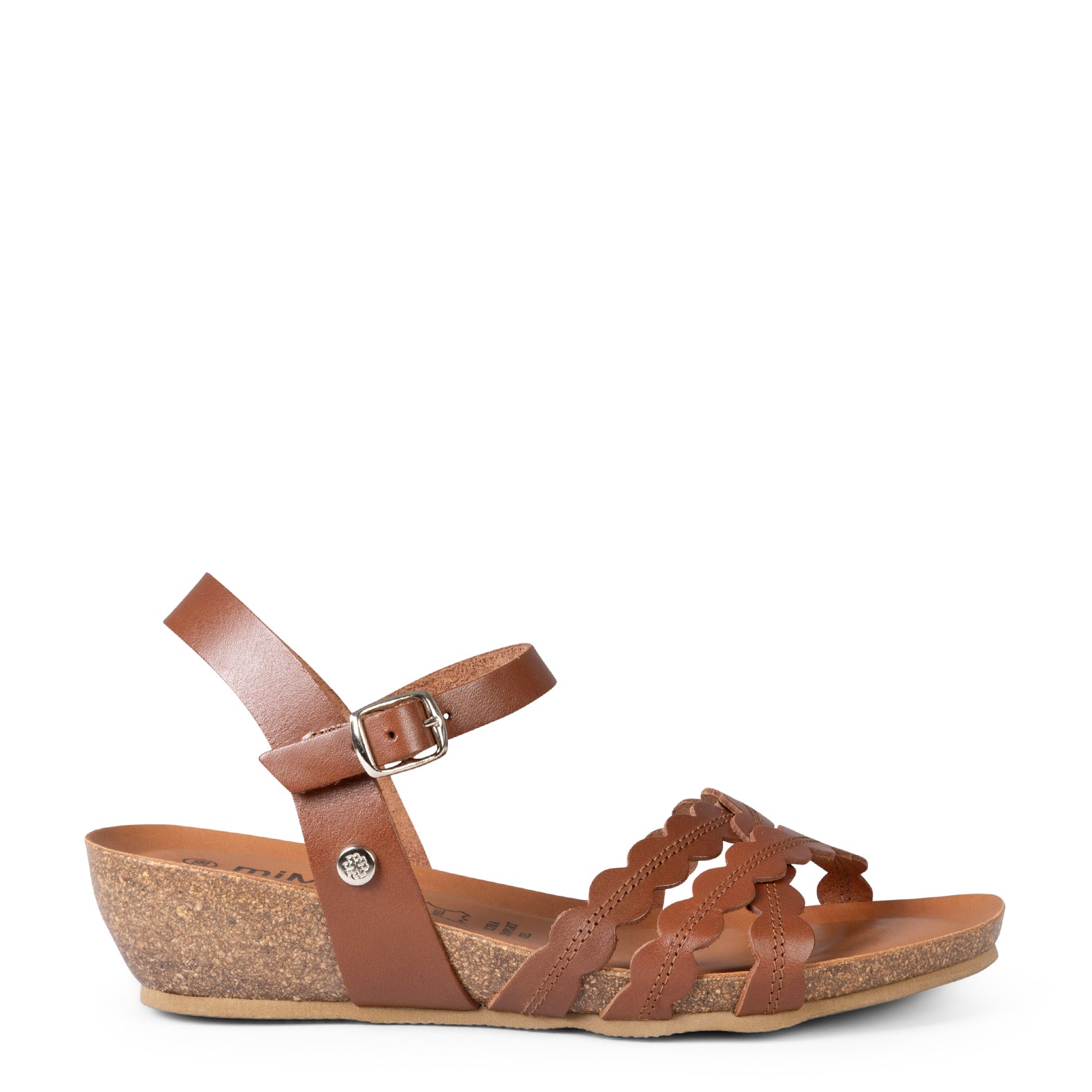 MALTA – Sandales à talon compensé en liège NOISETTE