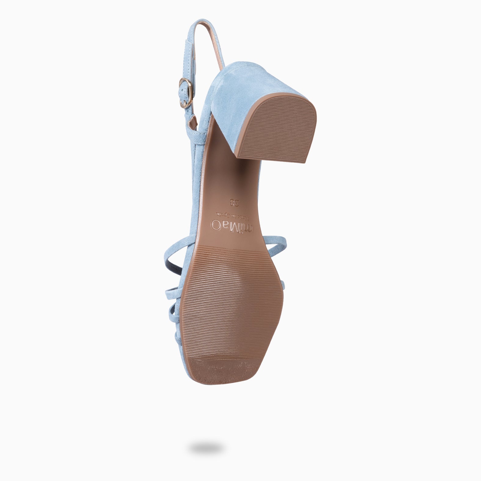 SOLEIL - Sandales à talon en cuir BLEU CIEL