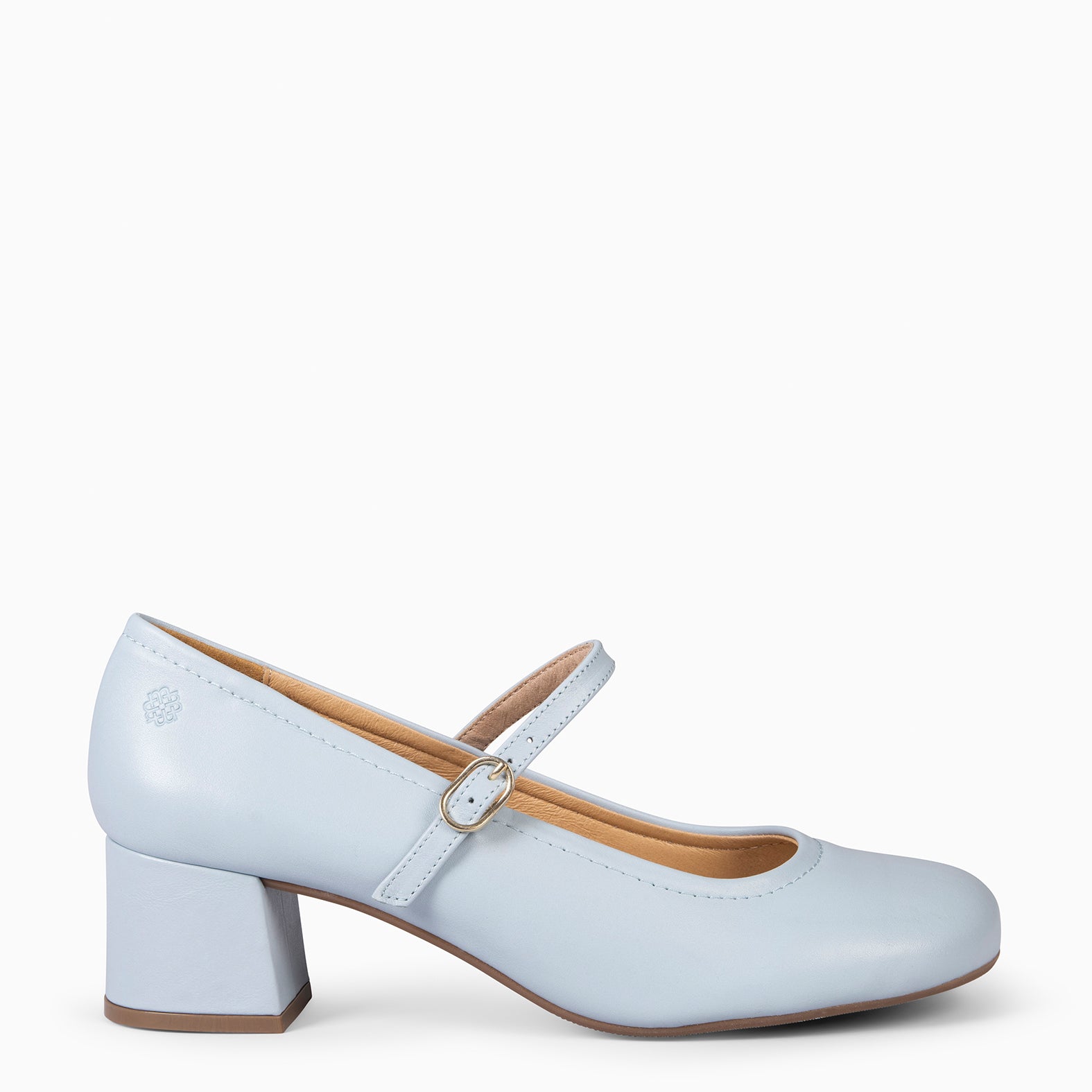 ROSALIA - BLUE MARY-JANES WIDE HEELS BARESOFT
