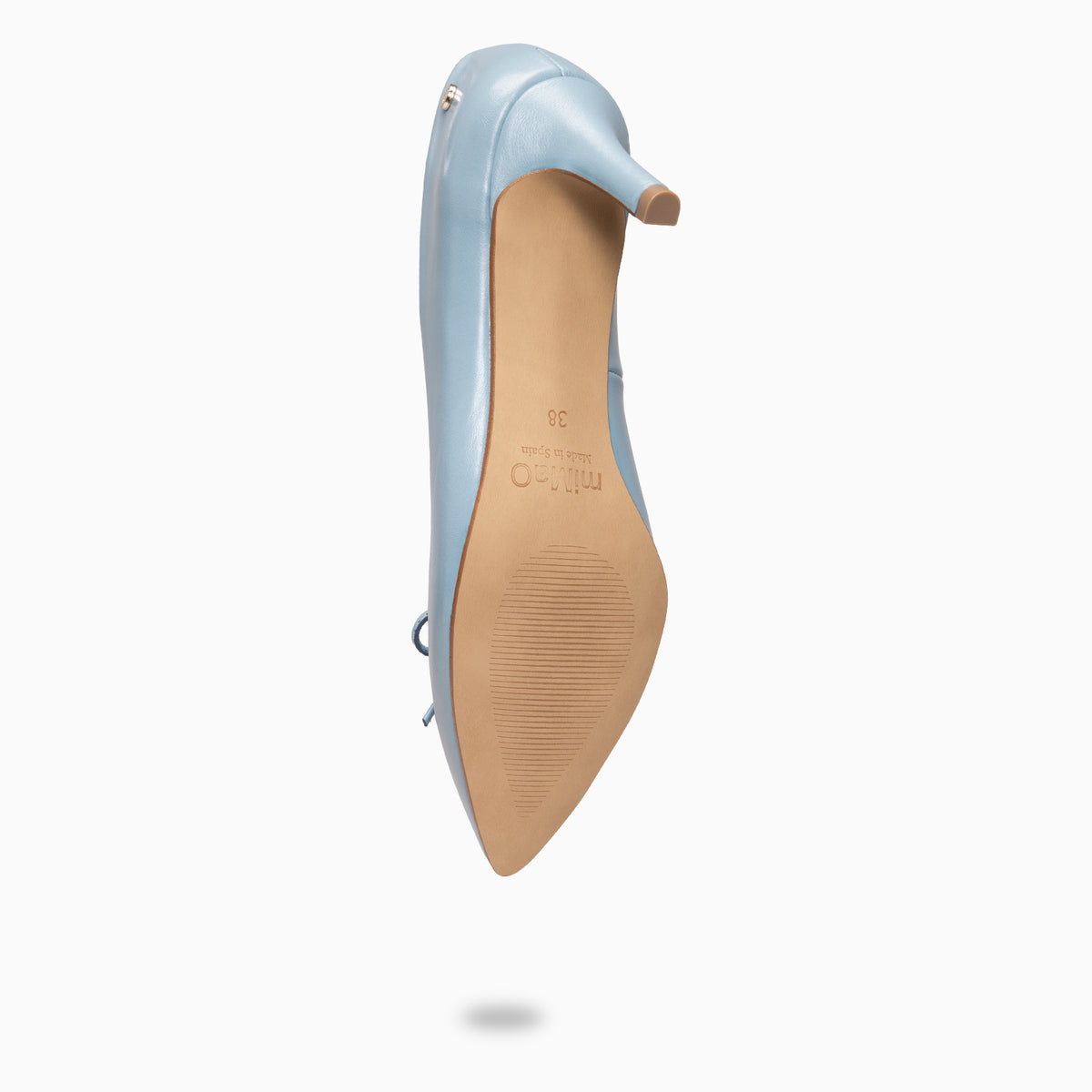MONI - BLUE Leather pointed toe pumps with slim heel and bow