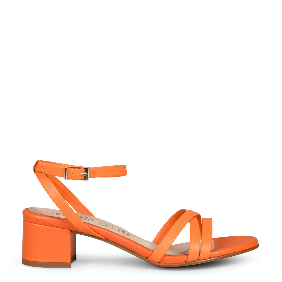 VIENA – Sandalias de tiras finas y tacón bajo NARANJA