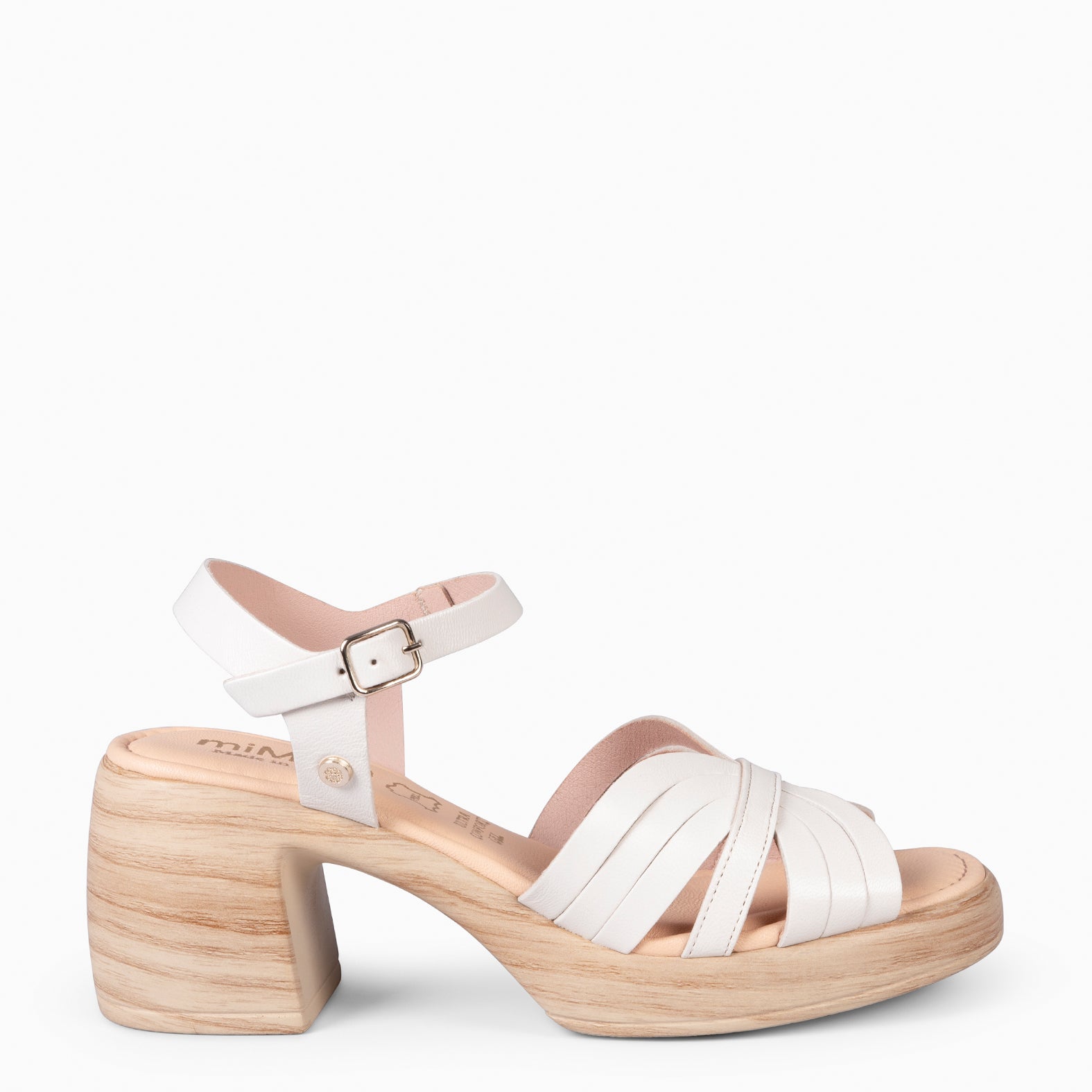 LANCY - BEIGE CASUAL SANDALS WITH BLOCK HEEL