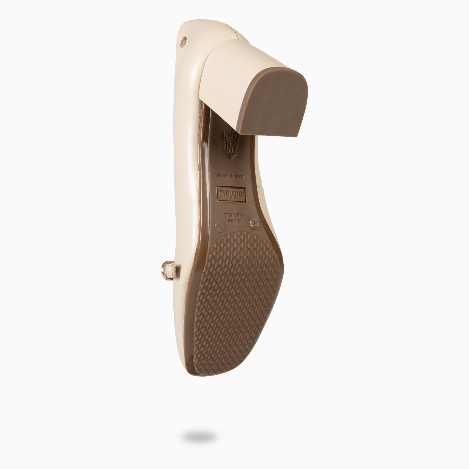 ELISA - BEIGE WIDE HEELED SHOES IN NAPPA LEATHER