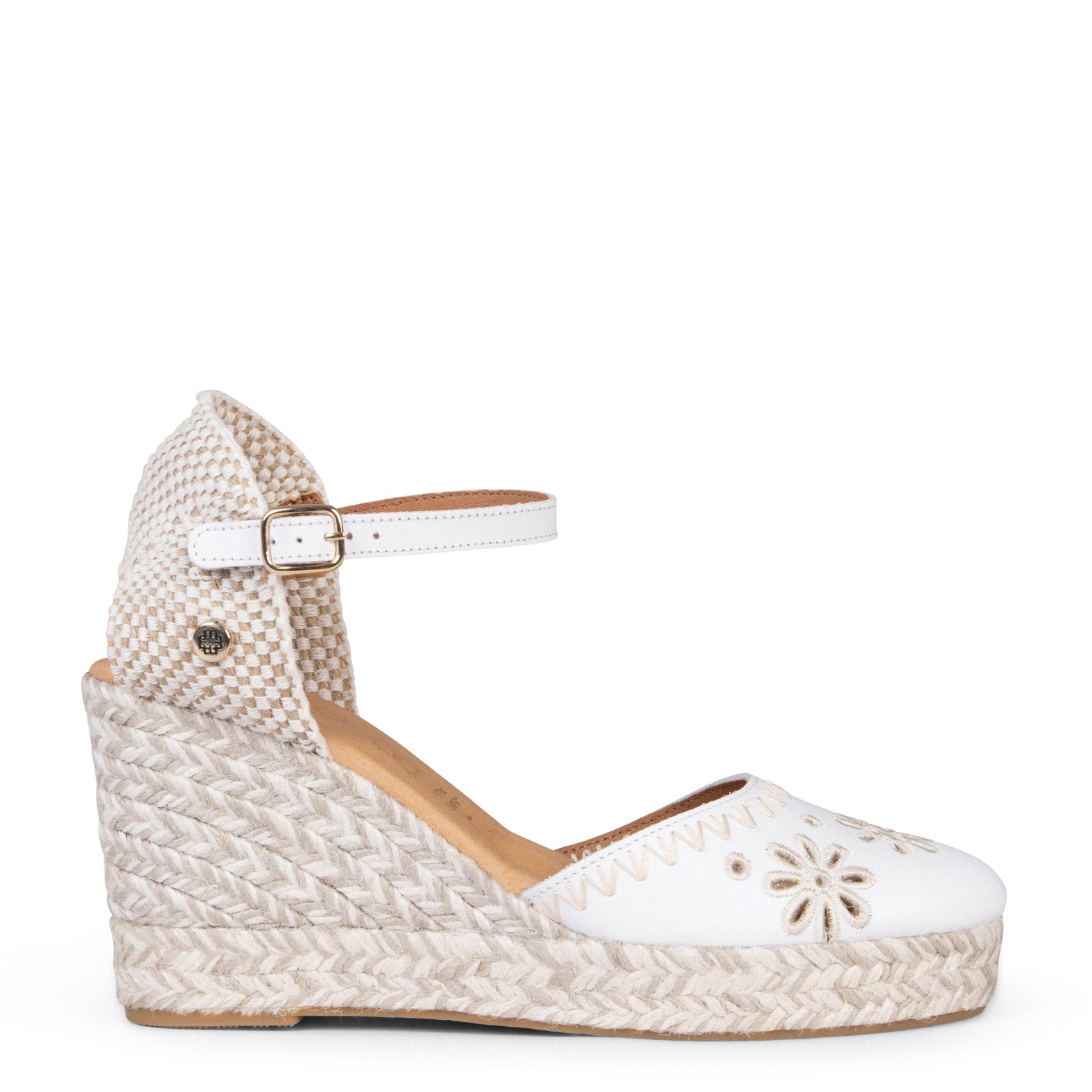 CASARES – Espadrilles en cuir brodé BLANC