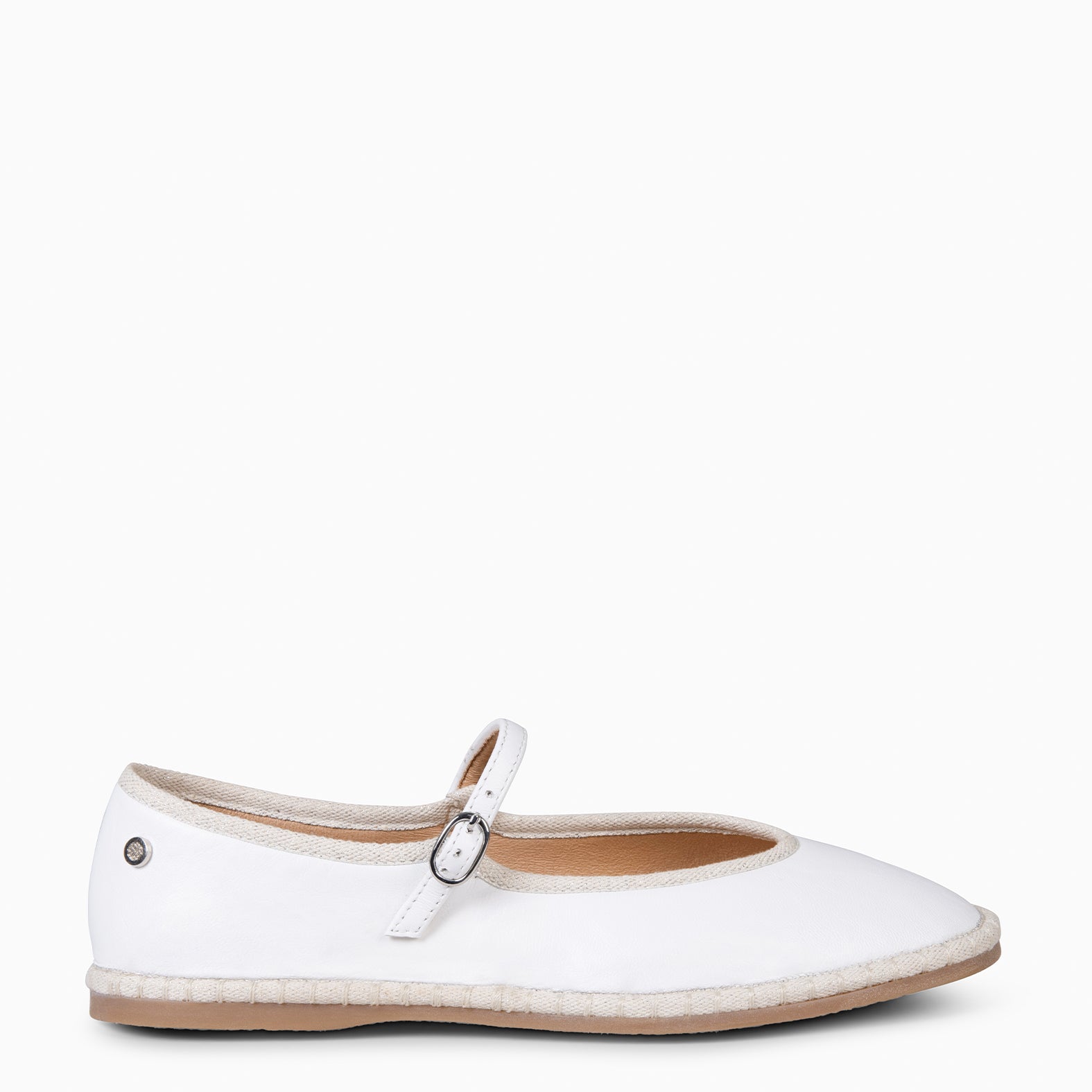 MARGARET - WHITE FLAT MARY-JANE WITH STRAP