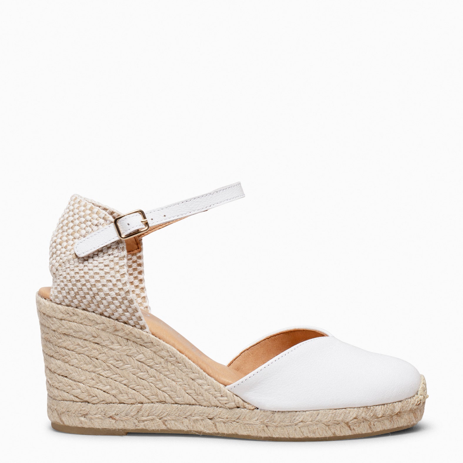 NERJA PATENT - WHITE PATENT ESPADRILLE WEDGES
