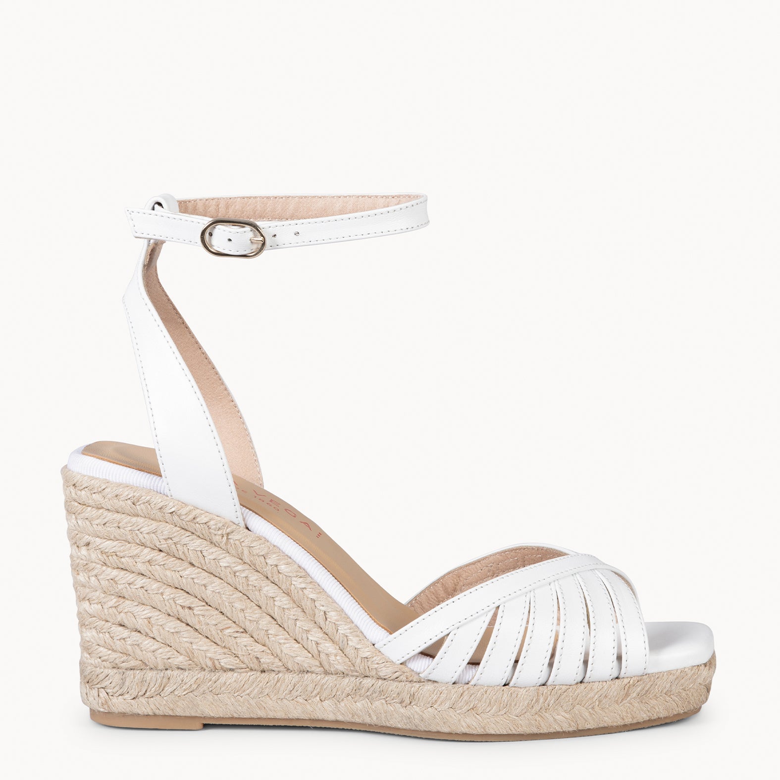 ISABEL - WHITE Wedge sandals with cross straps