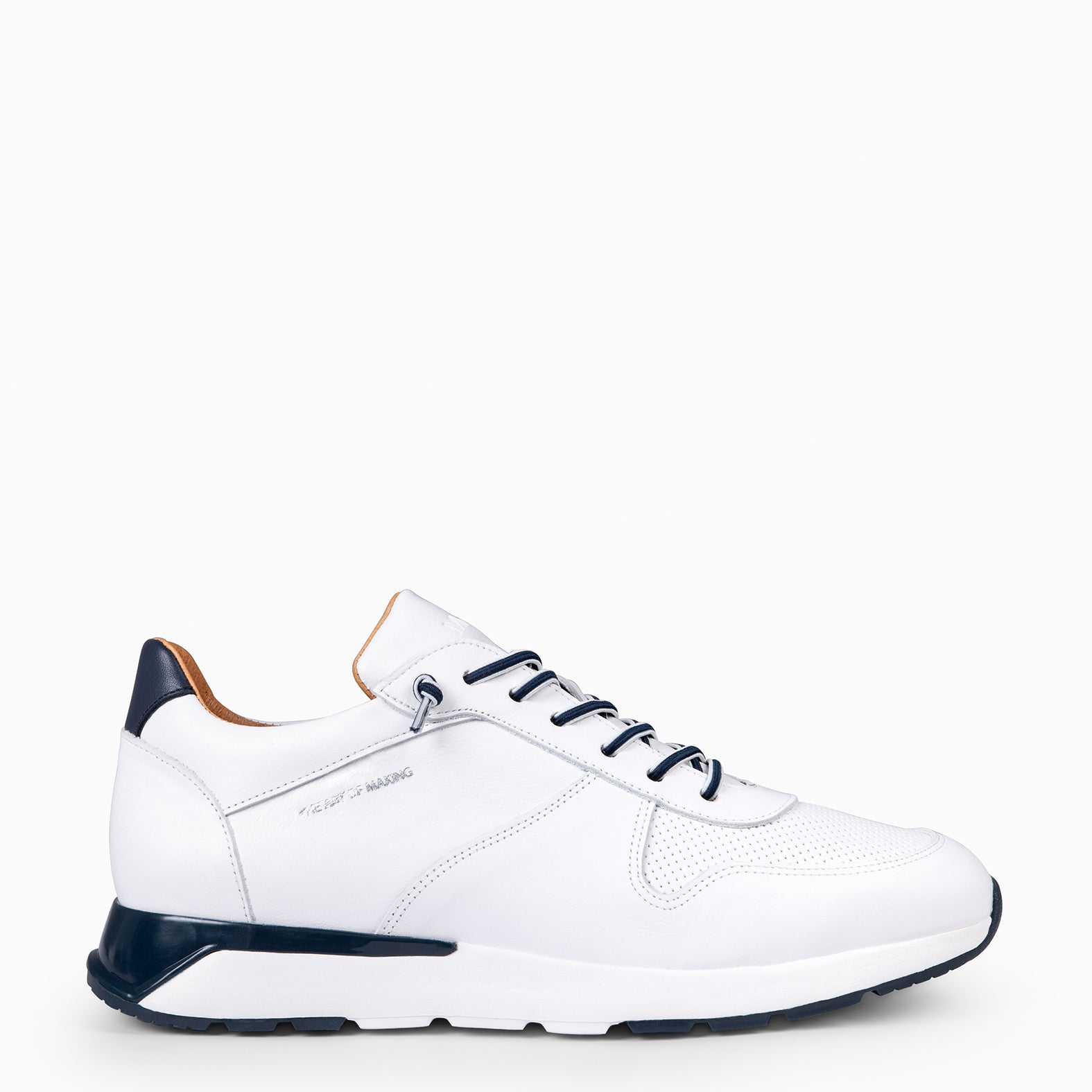 CORTÈS – Baskets en cuir BLANC à semelle amovible pour homme