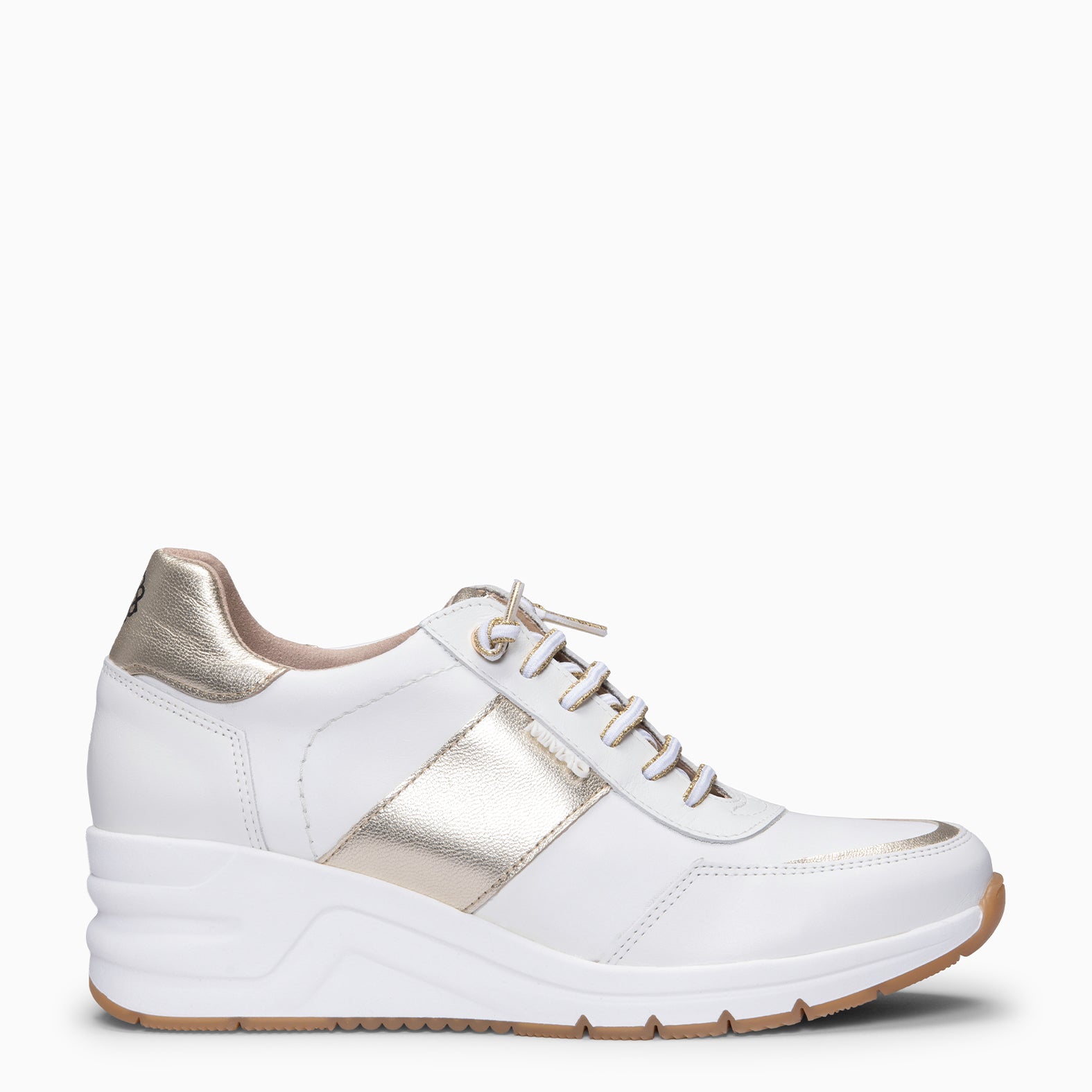 ANNECY - Baskets à talon compensé en cuir BLANC DORÉ