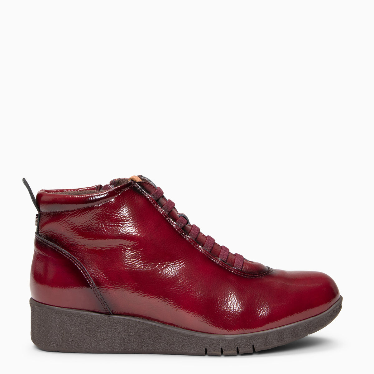 FLEXY – Bordeaux lakleren sneakers met hoge schacht