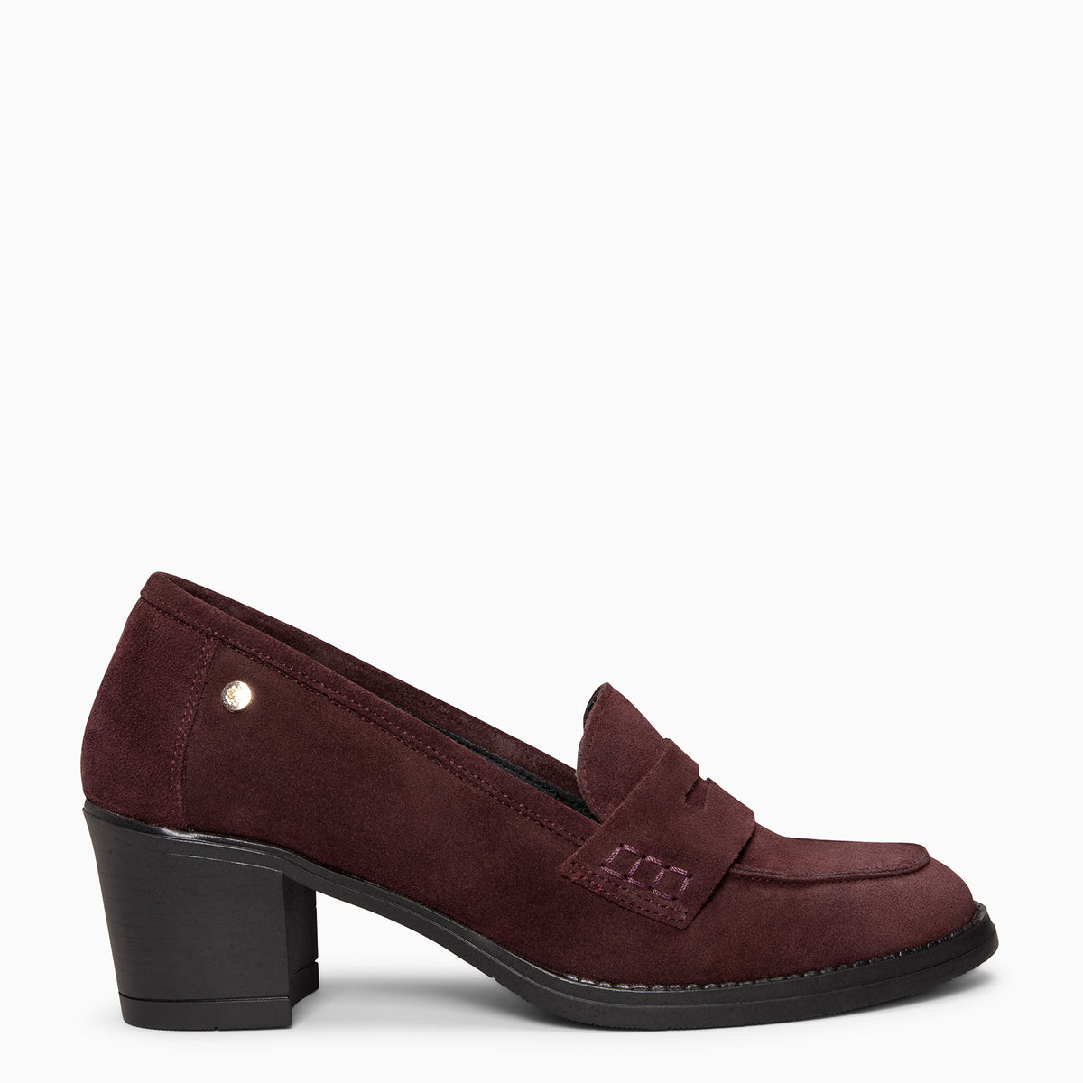 LATTÉ - BURGUNDY Mid Heel Moccasins