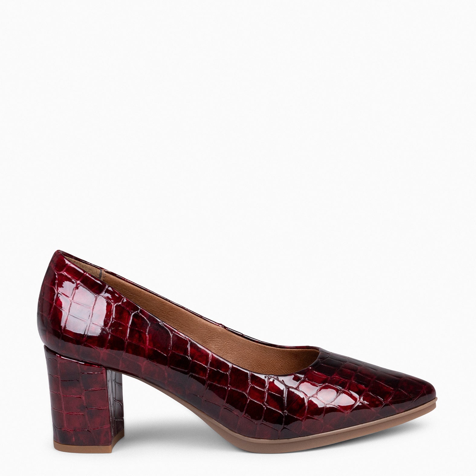 URBAN S COCO – Zapatos de tacón con textura de cocodrilo BURDEOS - miMaO ®