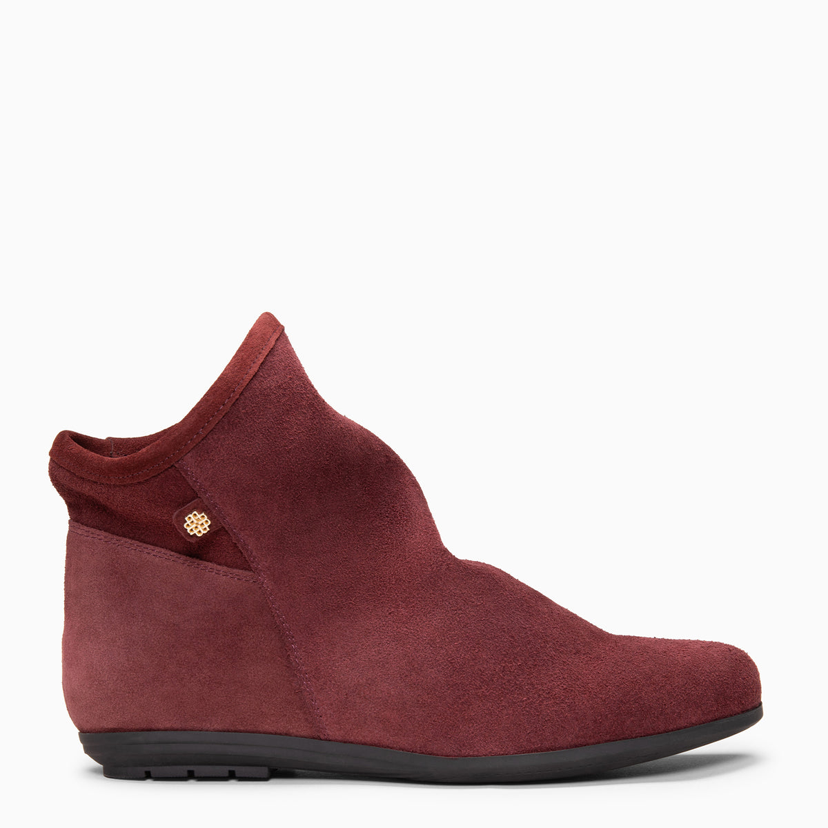 CHESS - BURGUNDY Suede ankle boots with a ruched shaft