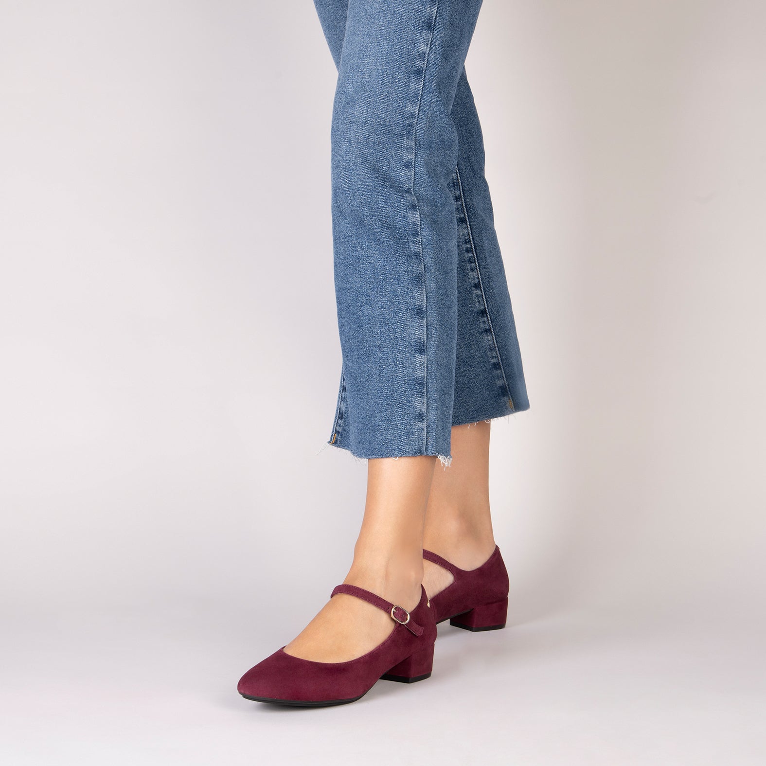 NORA - Merceditas con tacón bajo BURDEOS