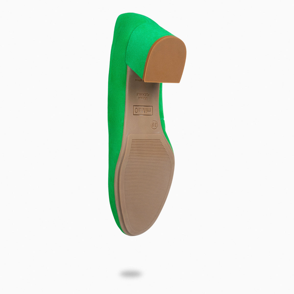 URBAN ROUND – GREEN suede leather low heels