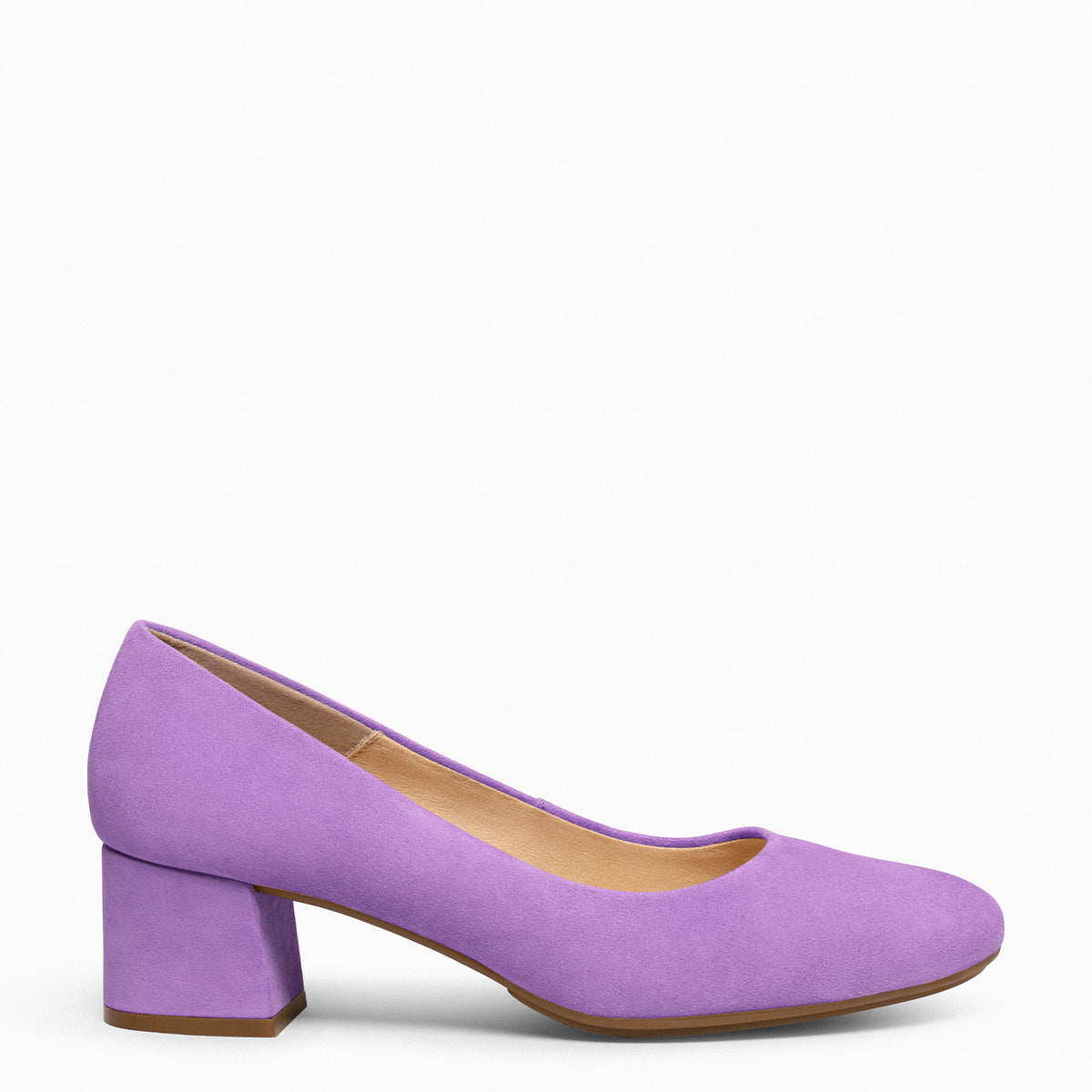 URBAN ROUND – PURPLE suede leather low heels