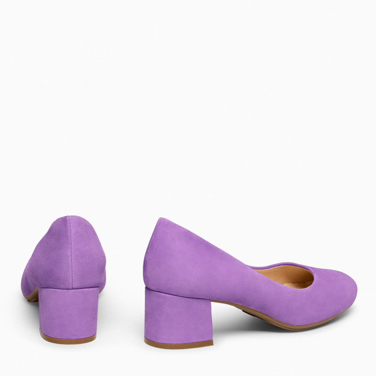 URBAN ROUND – PURPLE suede leather low heels
