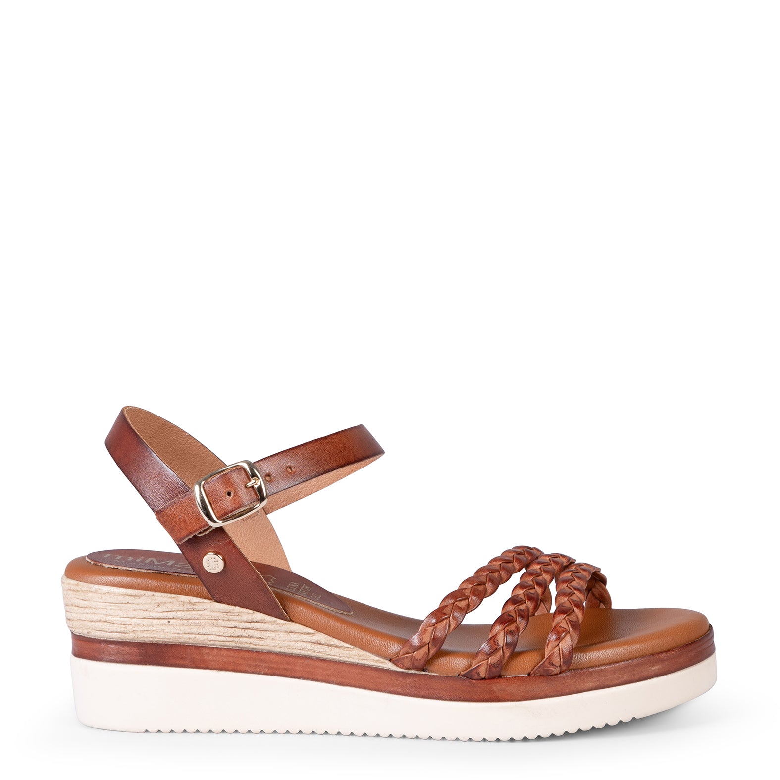 ADAYA – Sandales à talon compensé et lanières tressées CAMEL