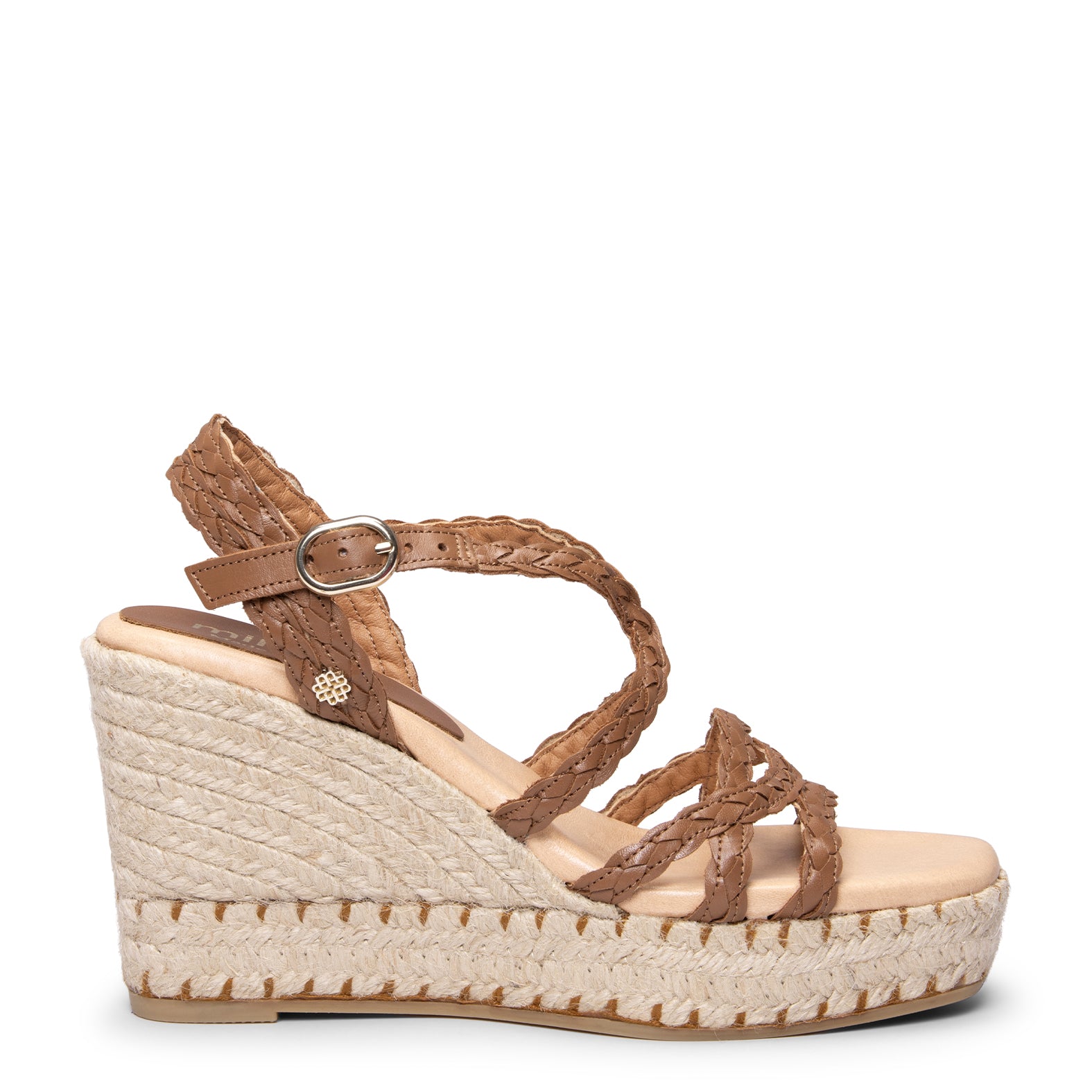 ARTEMISA - cuñas de esparto trenzadas CUERO