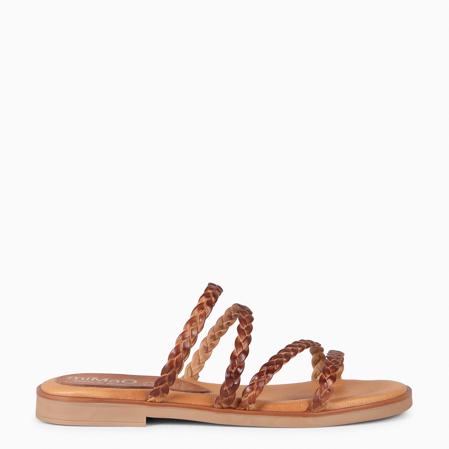 HIDRA - Sandalias planas trenzadas CAMEL - miMaO ®