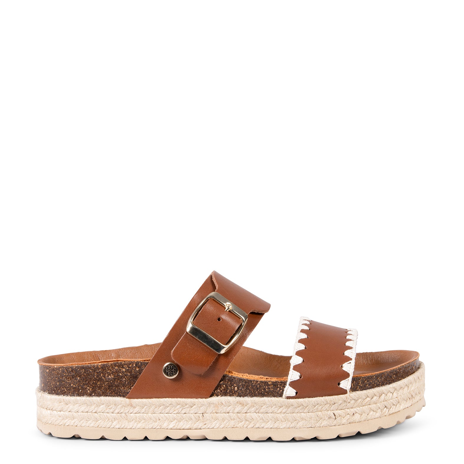 INCA – Sandales claquettes en liège et cuir CAMEL