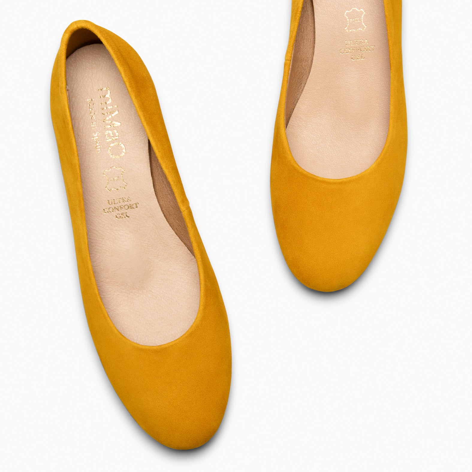URBAN ROUND - YELLOW SUEDE LEATHER LOW HEELS