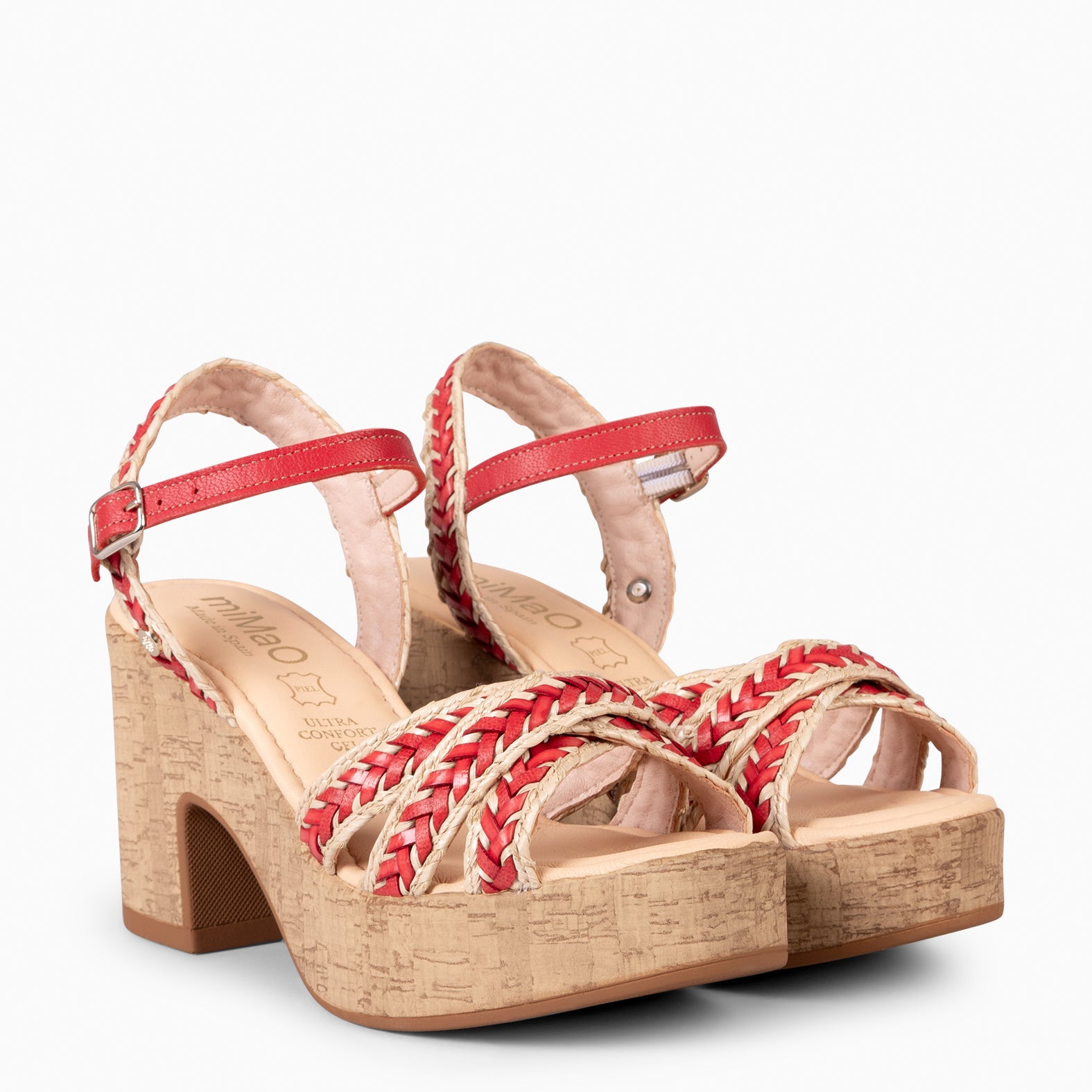 FLORA - RED CASUAL SANDALS WITH HIGH HEELS