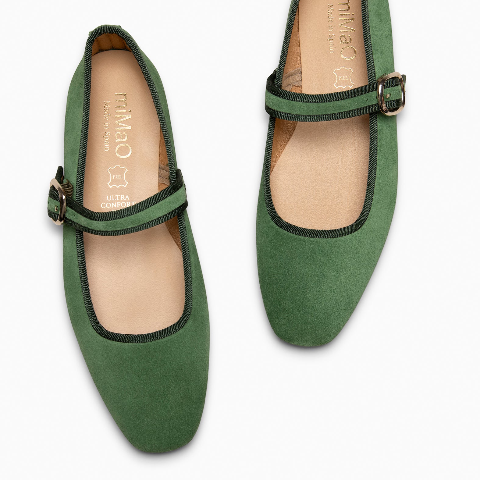 CLARA - GREEN SQUARE TOE MARY-JANES